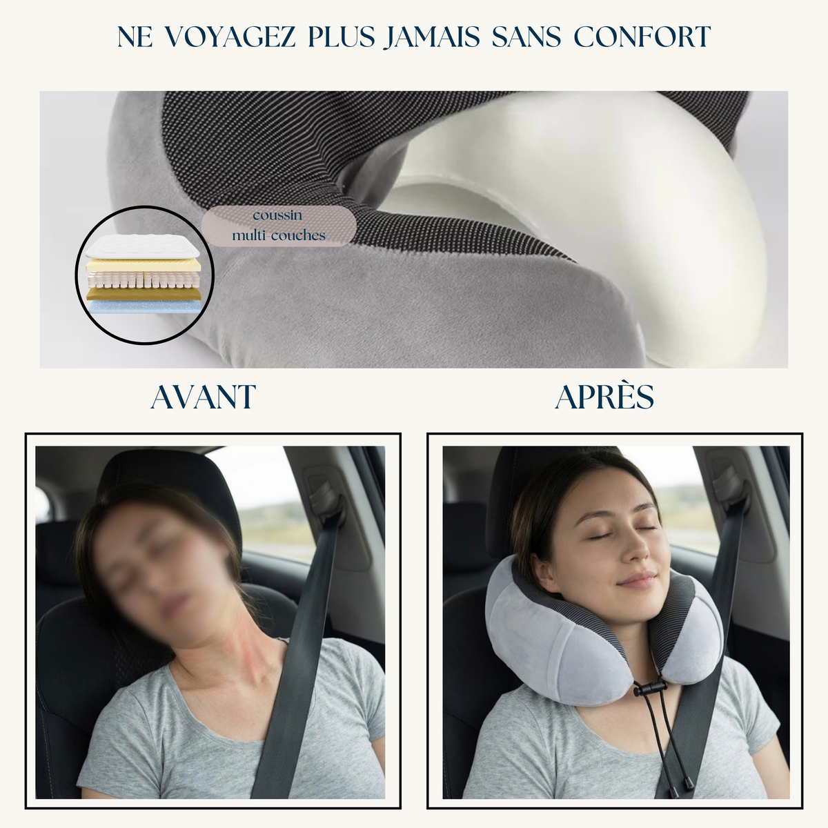 Oreiller de voyage à mémoire de forme - Dormez enfin en voyage